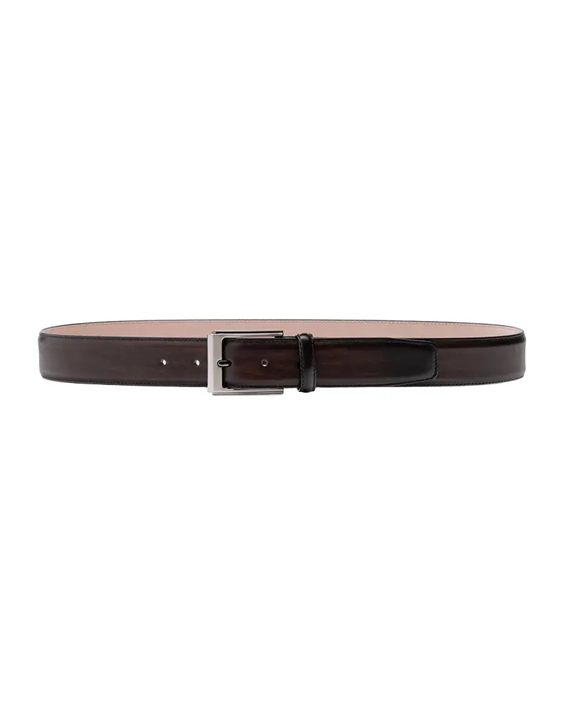 Bergdorf Goodman Men 's Patina Leather Rectangle-Buckle Belt