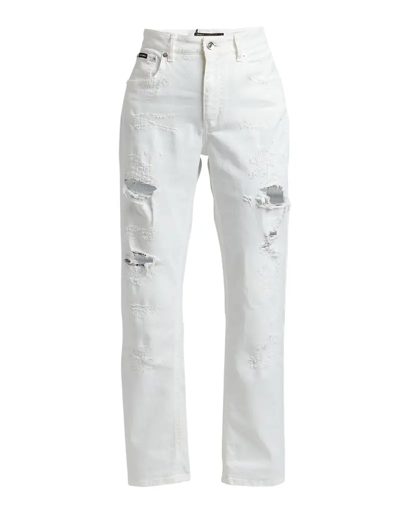 Dolce & Gabbana Distressed Denim Straight-Leg Pants