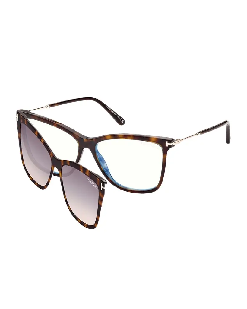 TOM FORD Square Metal and Acetate Optical Glasses