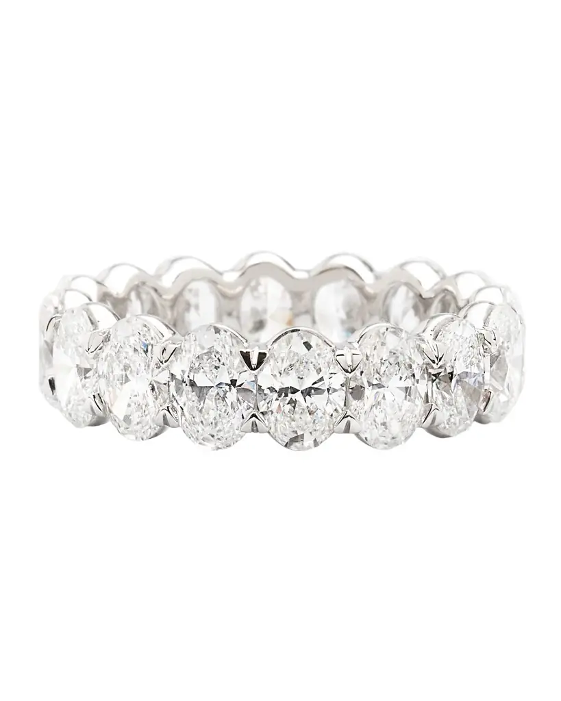 Neiman Marcus Lab Grown Diamonds Lab Grown Diamond 18K White Gold Oval Eternity Ring, Size 6, 5.0tcw