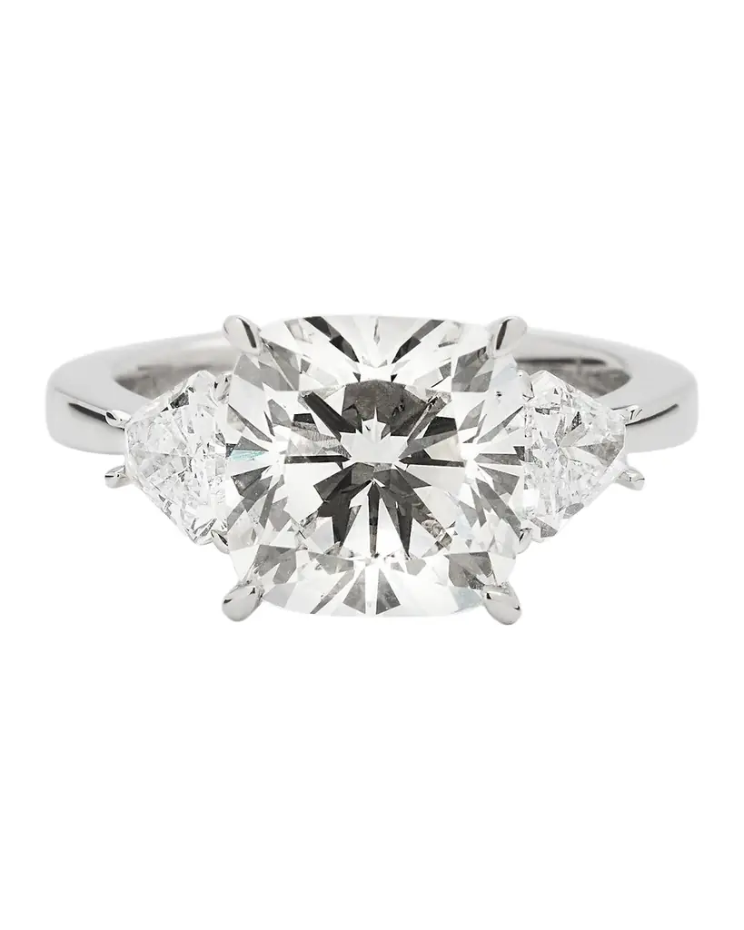 Neiman Marcus Lab Grown Diamonds Lab Grown Diamond 18K White Gold Cushion and Trillion Ring, Size 6