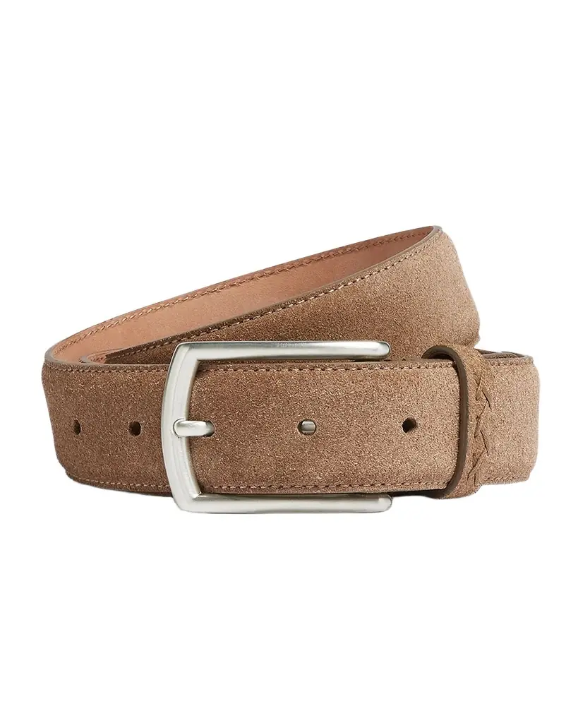 ZEGNA Men 's Triple Stitch Leather Belt
