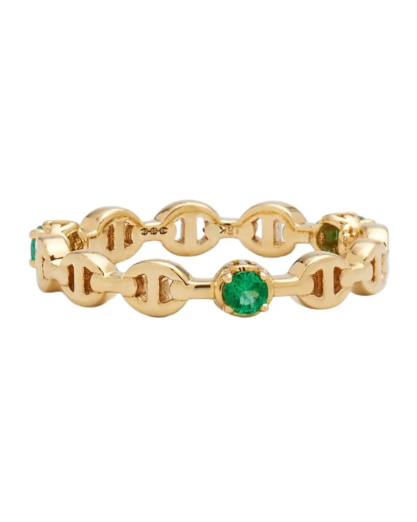 Hoorsenbuhs 18K Gold Emerald Micro Tri-Link II Ring