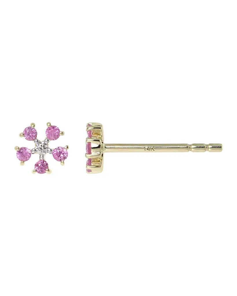 Stevie Wren Emerald and Diamond Daisy Stud Earring, Single