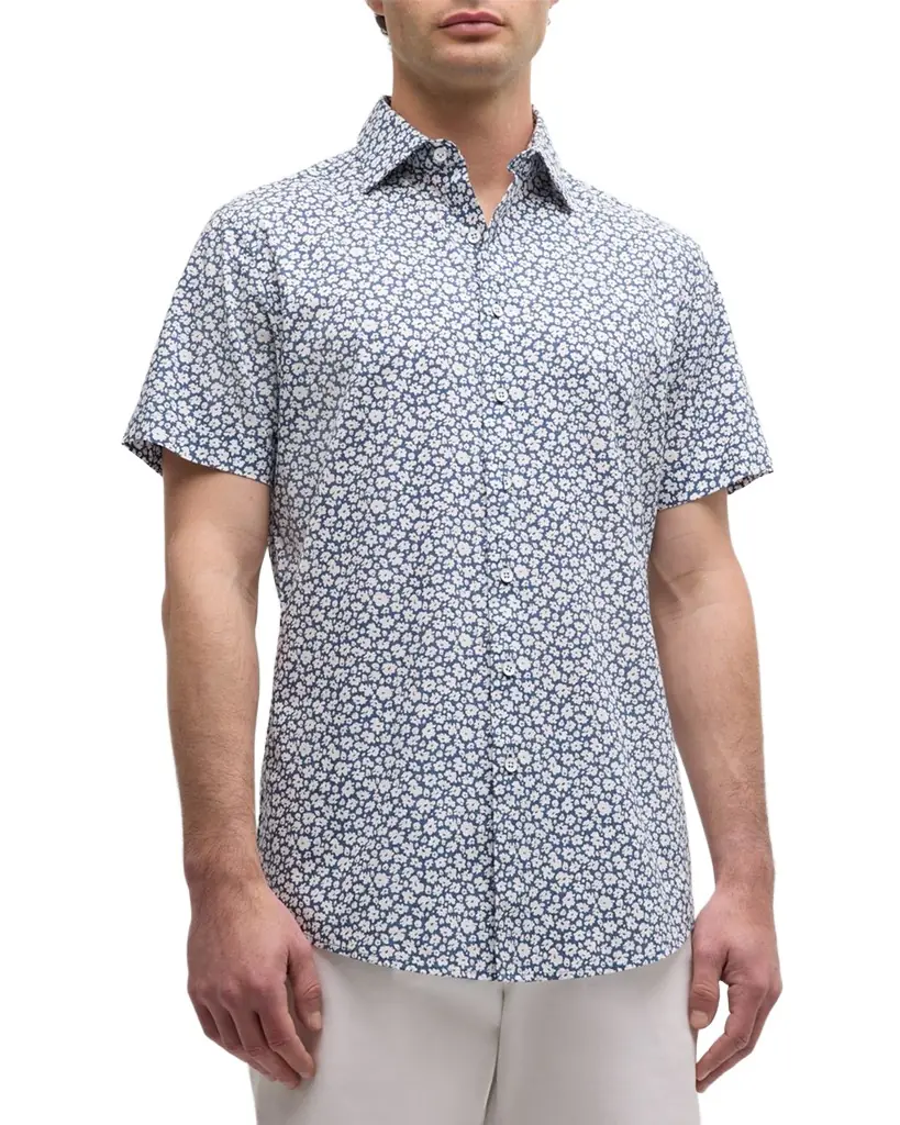 Rodd & Gunn Men 's Bolton Street Floral-Print Short-Sleeve Shirt