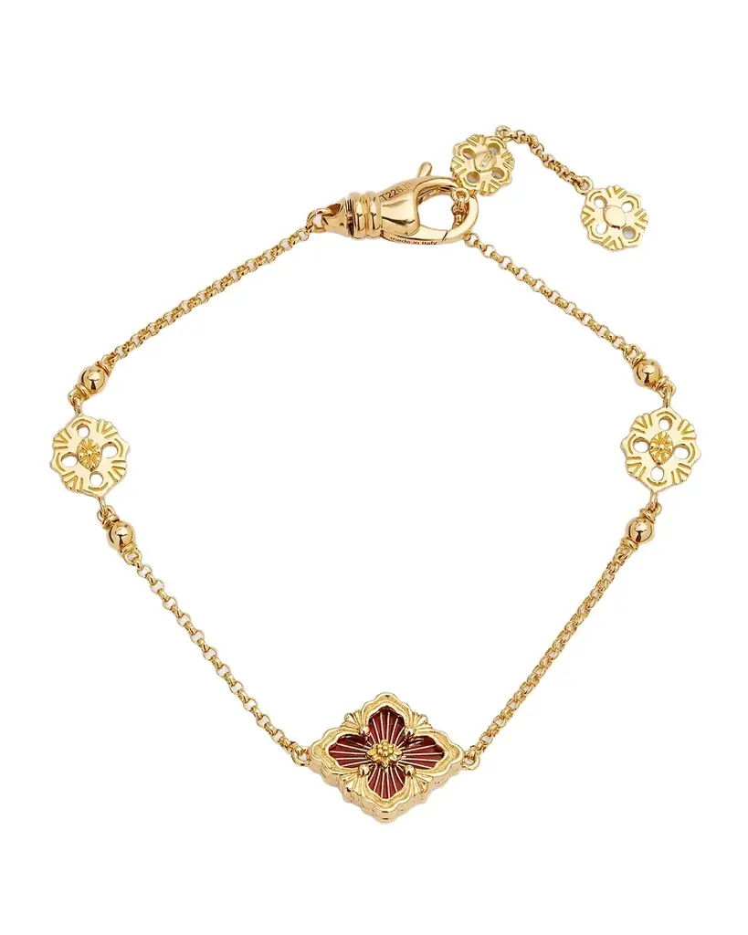 Buccellati Opera Tulle 18K Yellow Gold Red Enamel Bracelet
