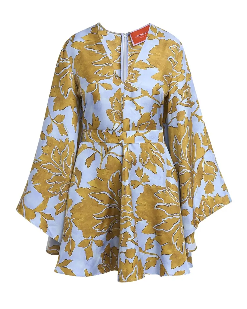 La DoubleJ Magnifico Long-Sleeve Silk Mini Dress