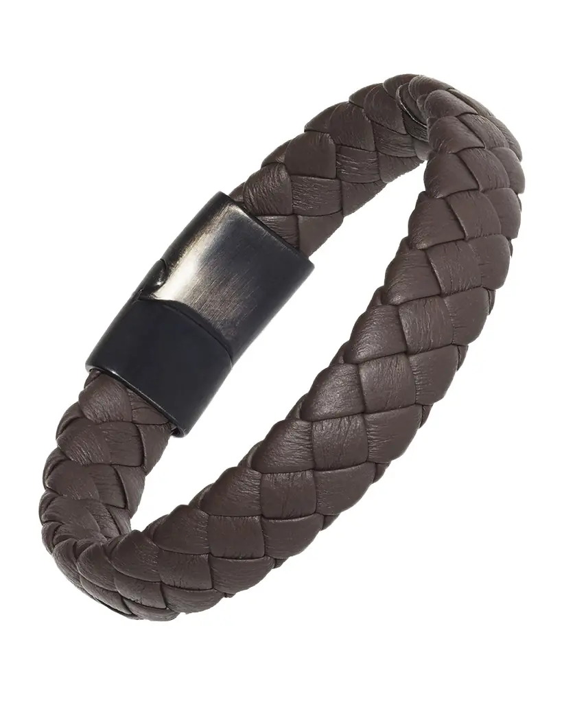 Link Up Men 's Braided Leather Bracelet