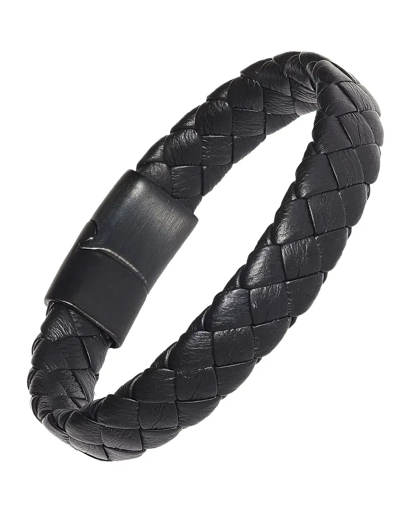 Link Up Men 's Braided Leather Bracelet