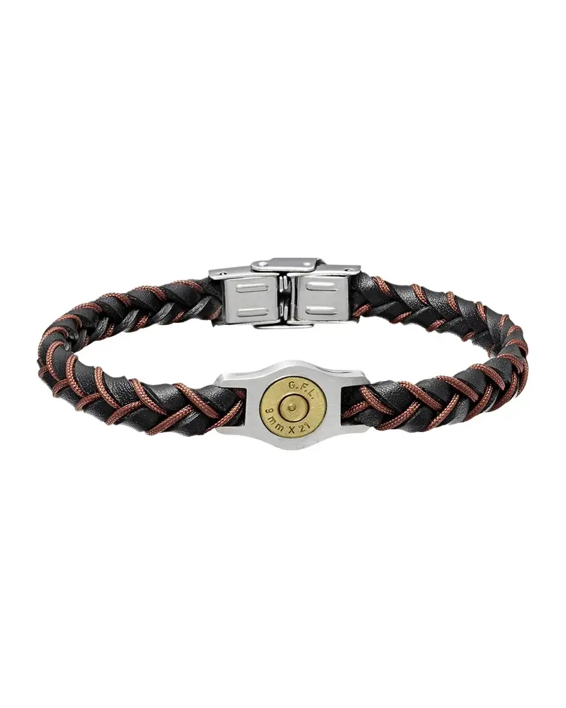 Link Up Men 's Cartridge 2 Leather and Nylon Bracelet