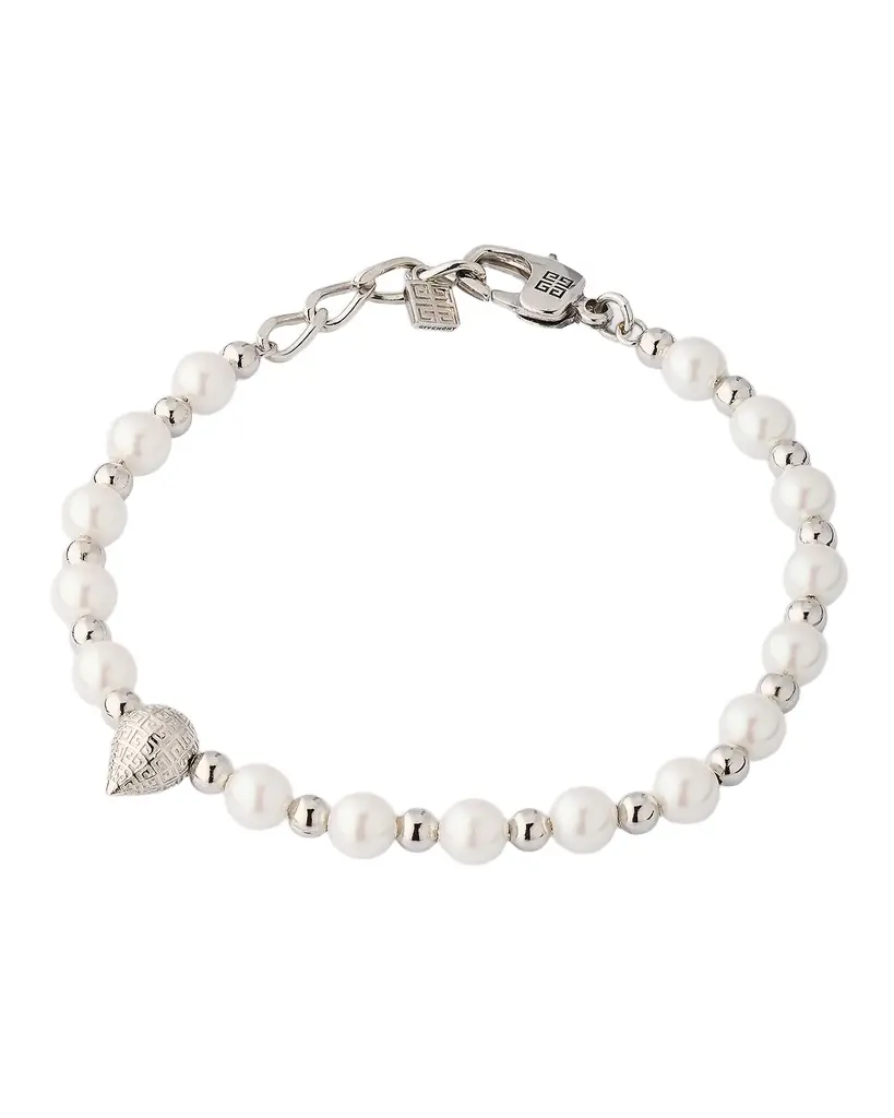 Givenchy Men 's G-Stud Pearly and Silvery Bracelet