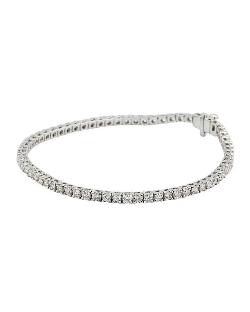 Neiman Marcus Diamonds 18K White Gold Round Diamond Bracelet, 7"L, 3.0tcw