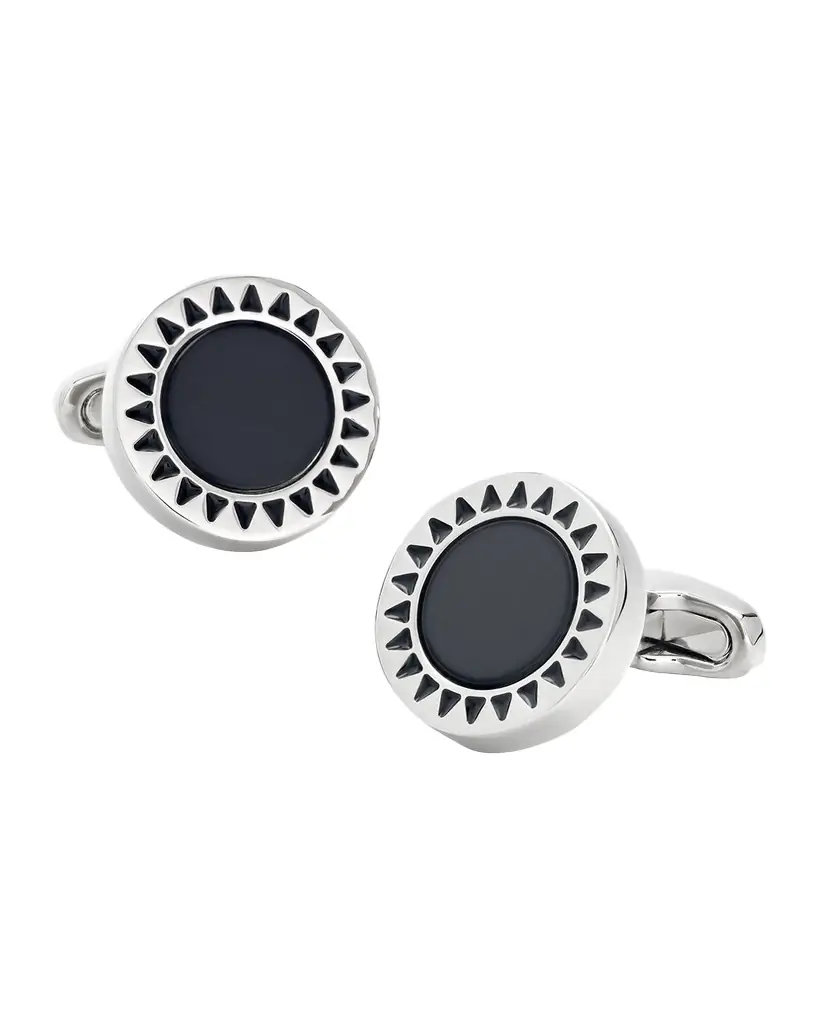 Link Up Men 's Round Enamel Sunburst Cufflinks