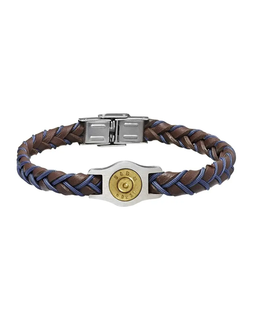 Link Up Men 's Cartridge 2 Leather and Nylon Bracelet