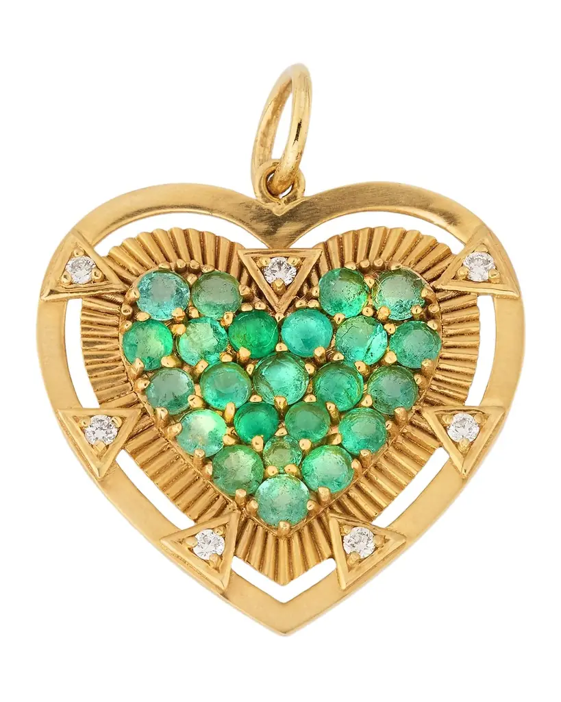 Siena Jewelry 14k Yellow Gold Emerald Heart Charm