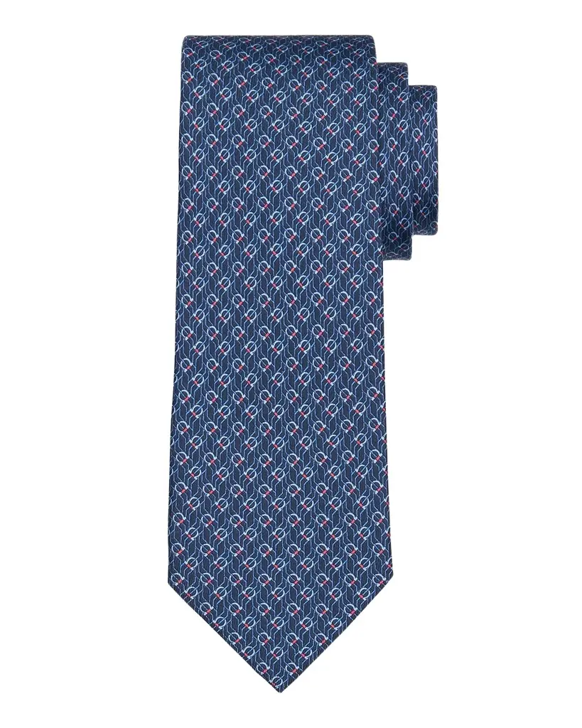 Ferragamo Men 's Gancio Micro-Geometric Tie
