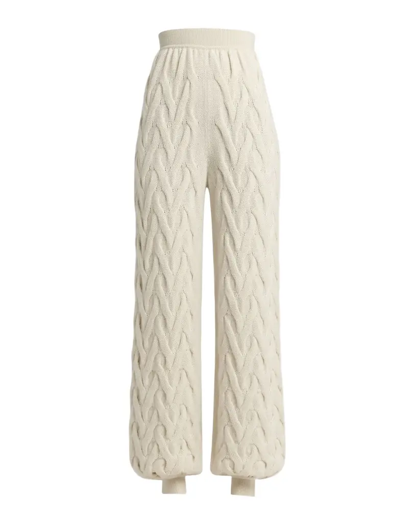Loro Piana Cocooning Cozy Braids Knit Baby-Cashmere Jogger Trousers