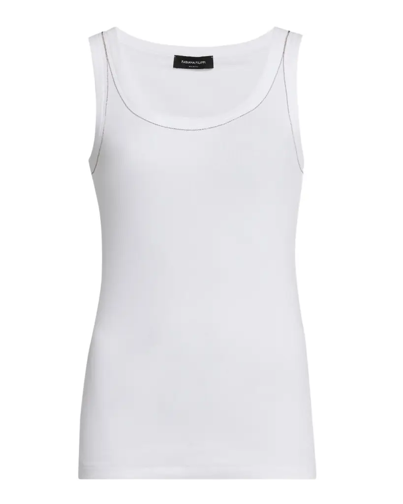 FABIANA FILIPPI Diamante-Trim Ribbed Jersey Tank