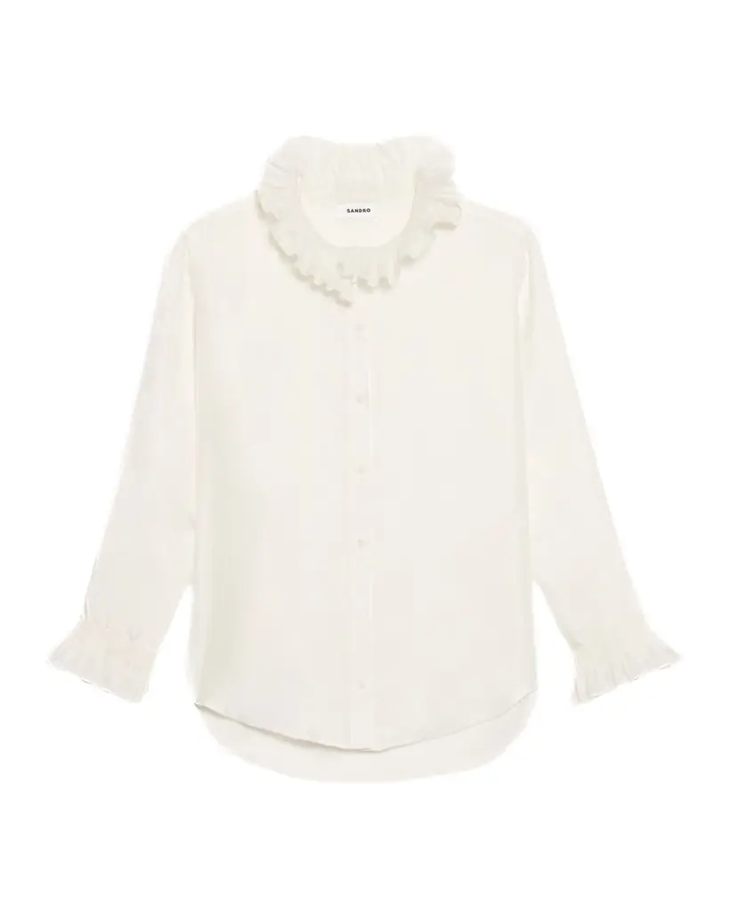 Sandro Haby Ruffled Silk Shirt