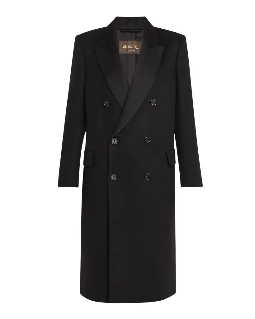 Loro Piana Jerard Cashmere Double-Breasted Coat With Double Satin Mireille Trim