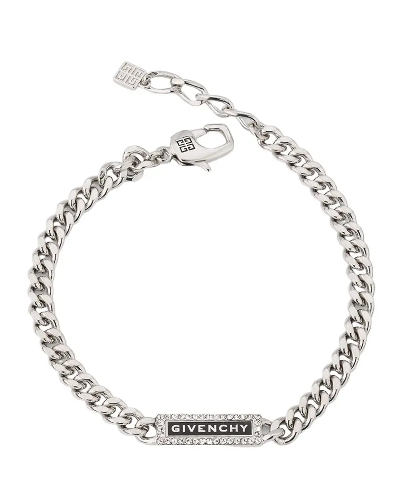Givenchy Men 's ID Logo and Crystals Bracelet