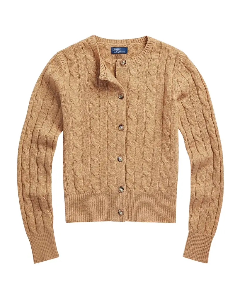 Polo Ralph Lauren Cable-Knit Cashmere Crewneck Cardigan