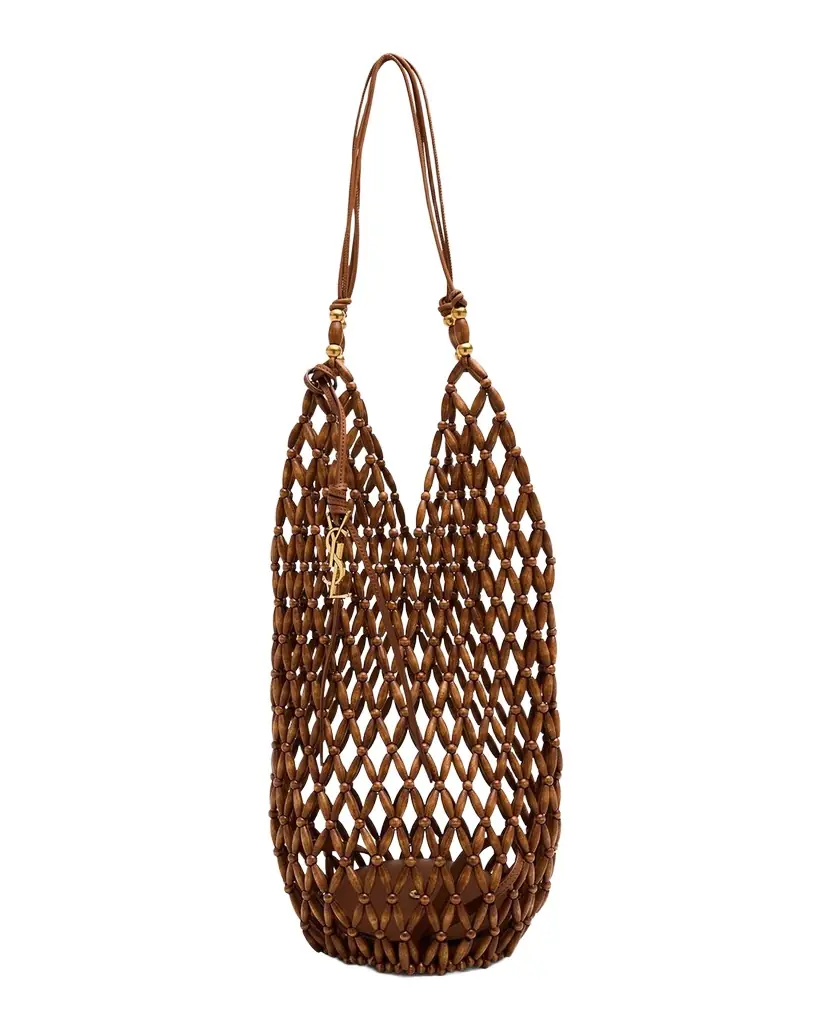 Saint Laurent Le 5 A 7 YSL Hobo Bag in Beaded Wood