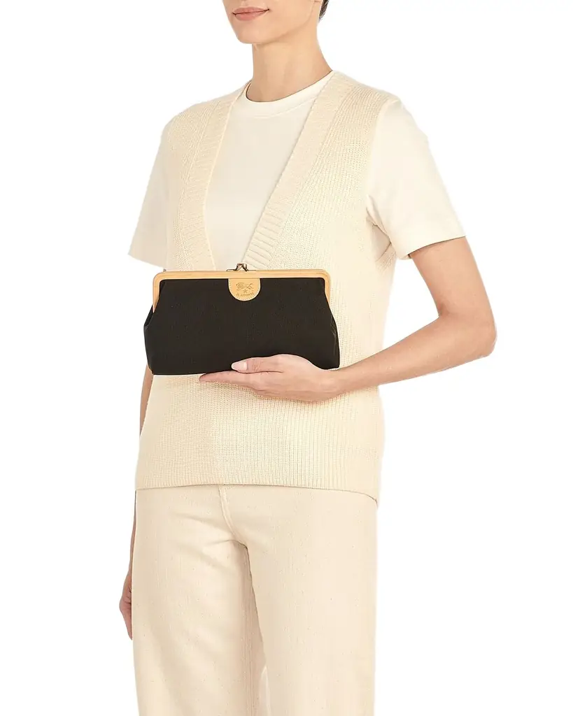 Il Bisonte Manuela Frame Canvas Clutch Bag