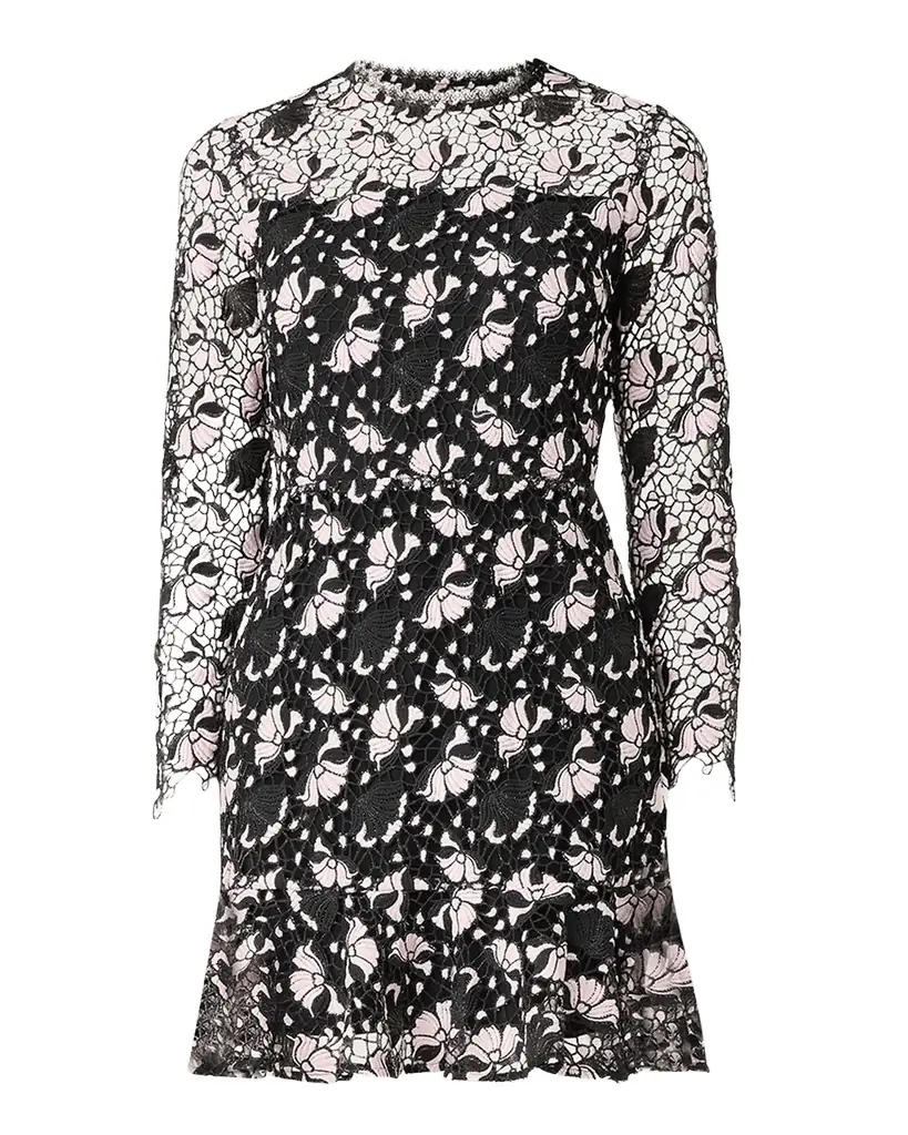 Shoshanna Gracie Two-Tone Floral Lace Mini Dress