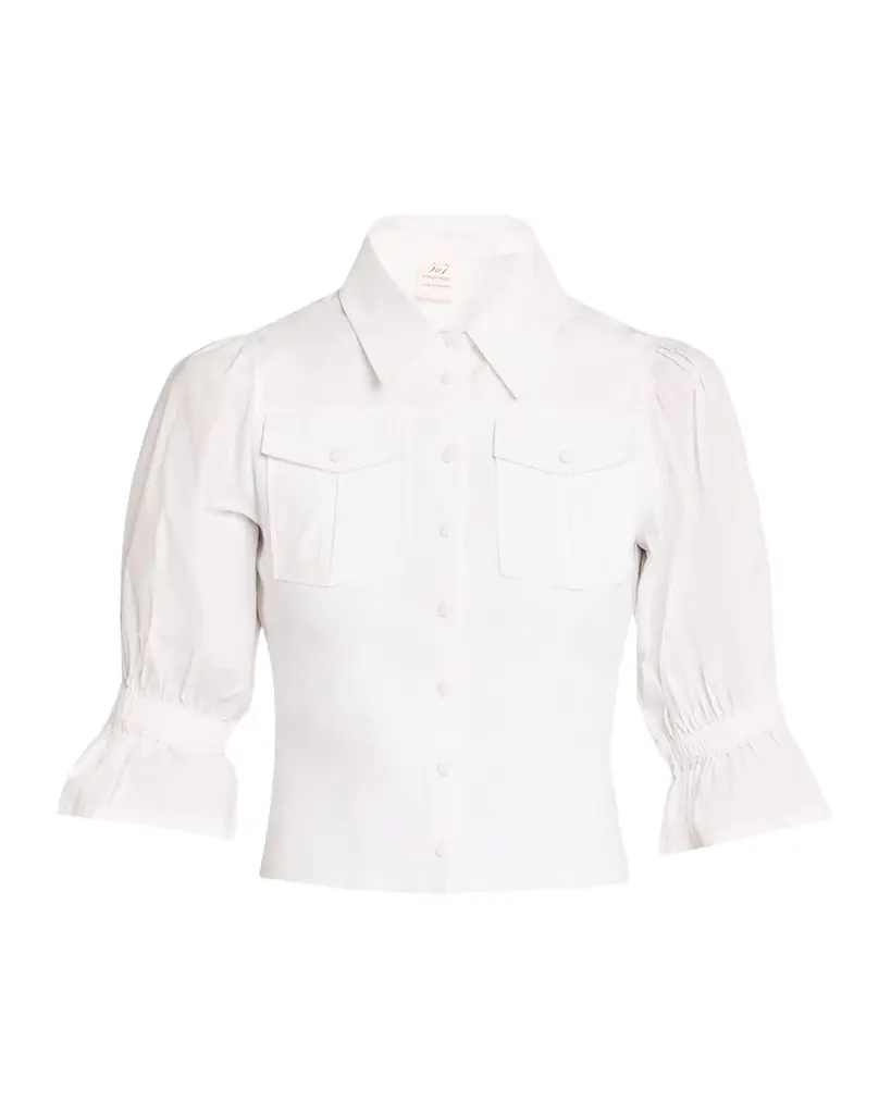 Cinq a Sept Lyric Puff-Sleeve Top