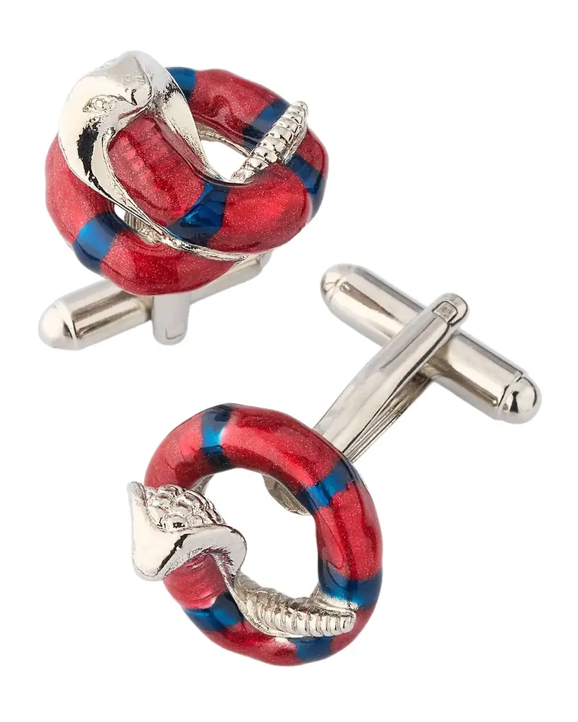 Link Up Men 's Cobra Coil Snake Cufflinks