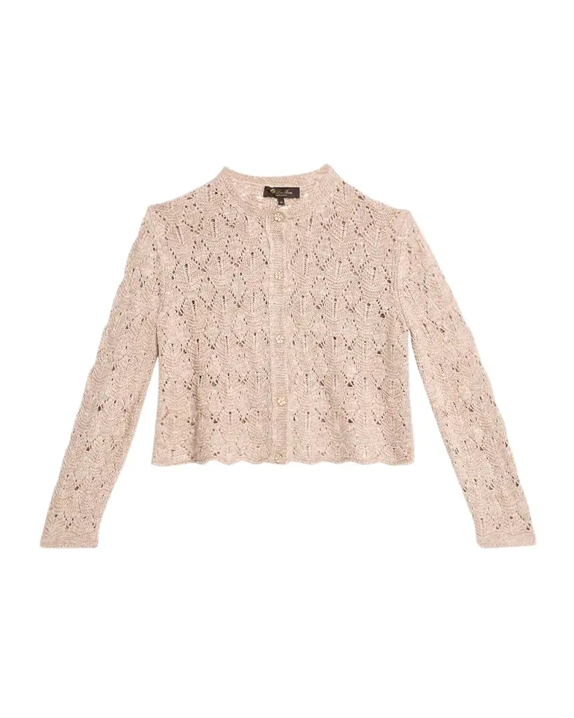 Loro Piana Verbania Linen, Silk, and Cashmere Cardigan Sweater
