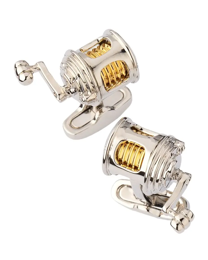 Link Up Men 's Two-Tone Fishing Reel Cufflinks