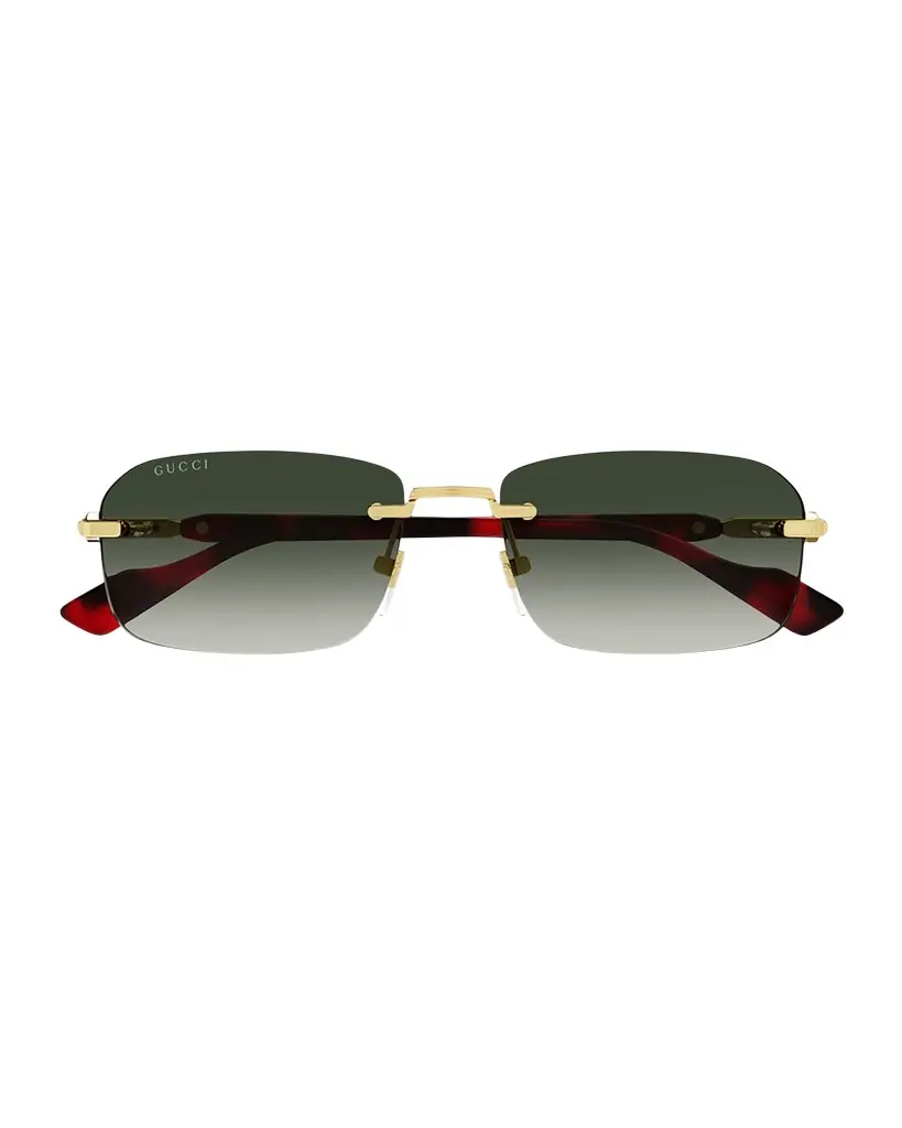 Gucci Men 's GG1221SM Rimless Metal Rectangle Sunglasses
