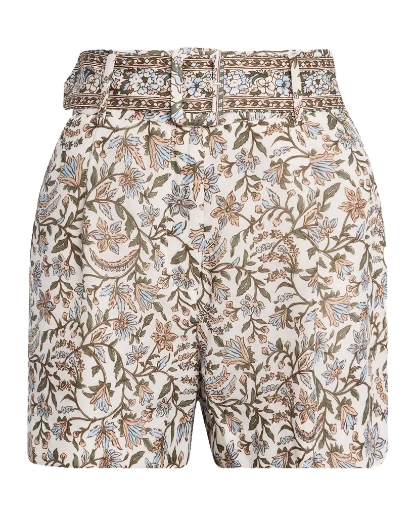 Veronica Beard Piper Belted Floral Shorts