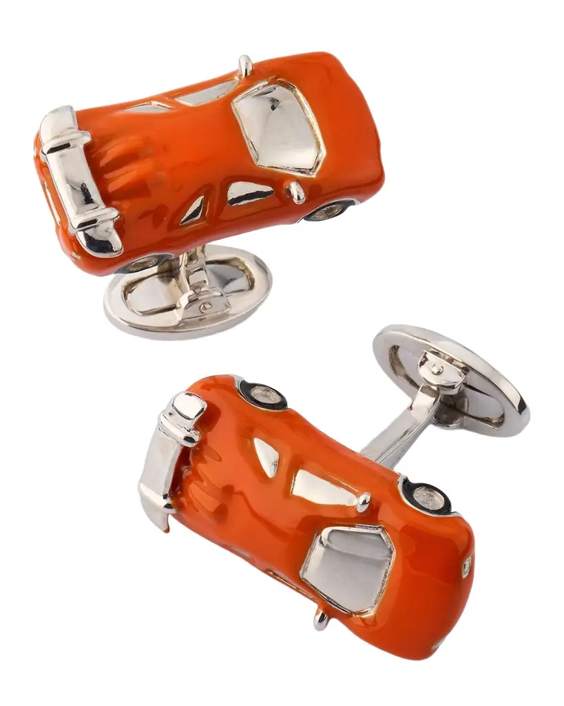 Jan Leslie Men 's Sterling Silver Race Car Cufflinks