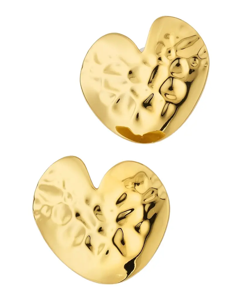 Lele Sadoughi Hammered Heart Button Earrings