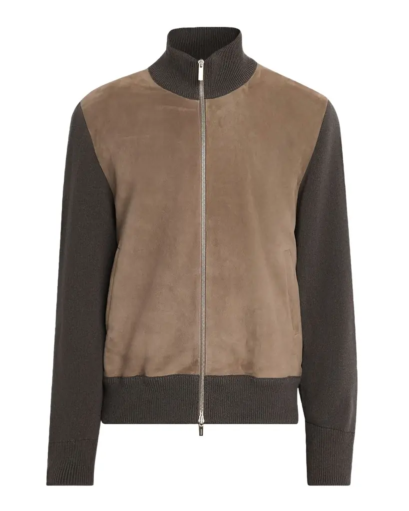 Ferragamo Men 's Suede and Wool Full-Zip Blouson