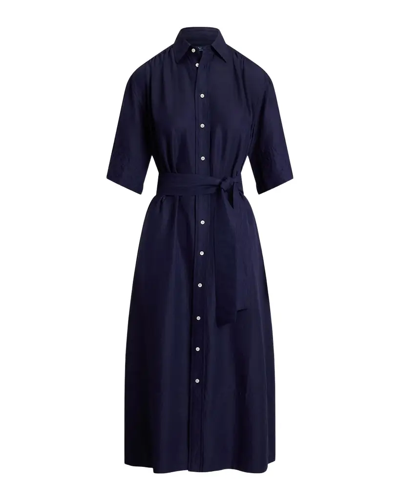 polo ralph lauren silk-blend a-line midi dress Ralph Lauren Striped Silk Blend Dress