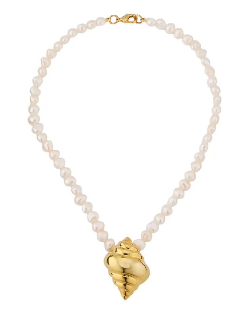 Kenneth Jay Lane Polished Seashell Pendant Necklace