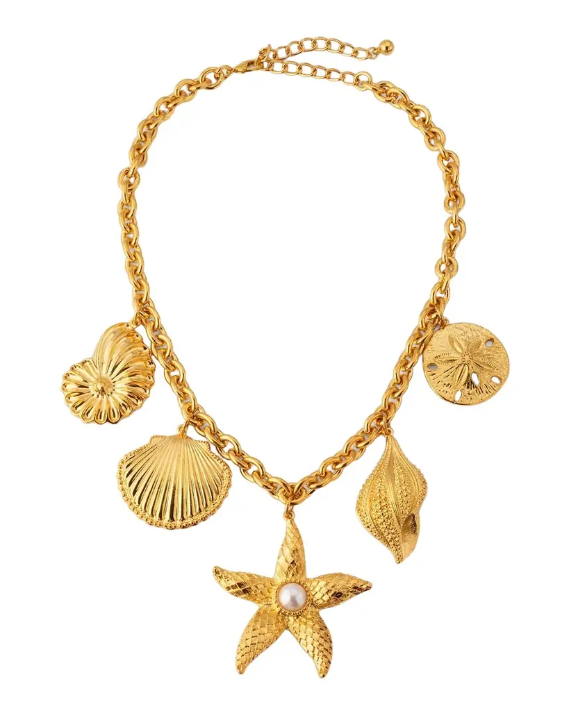 Kenneth Jay Lane Starfish and Seashell Charm Necklace