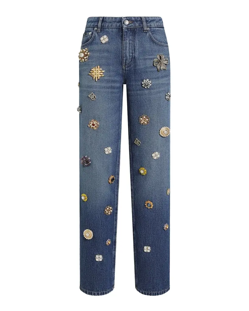 Dolce & Gabbana Adon Tavex Embellished Straight-Leg Jeans