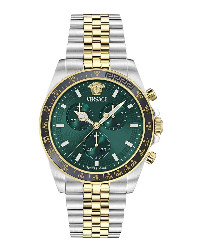 Versace Greca Chrono Wave 43MM Two Tone Bracelet Watch