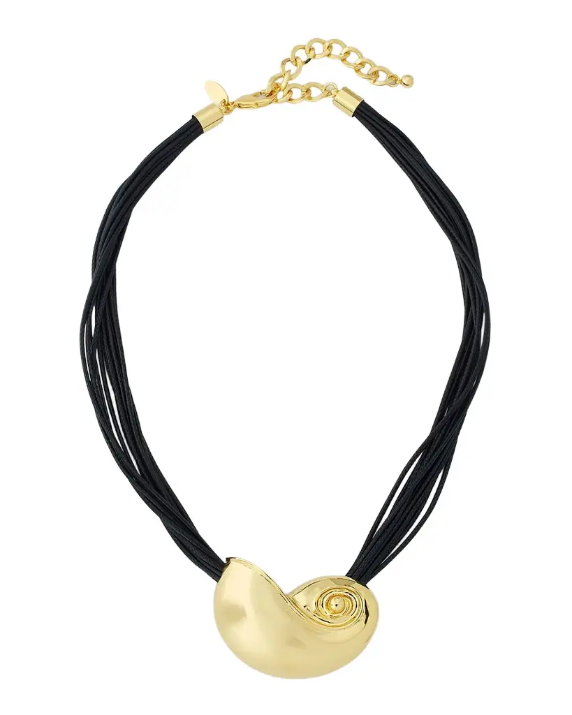 Kenneth Jay Lane Multi-Strand Cord Seashell Pendant Necklace