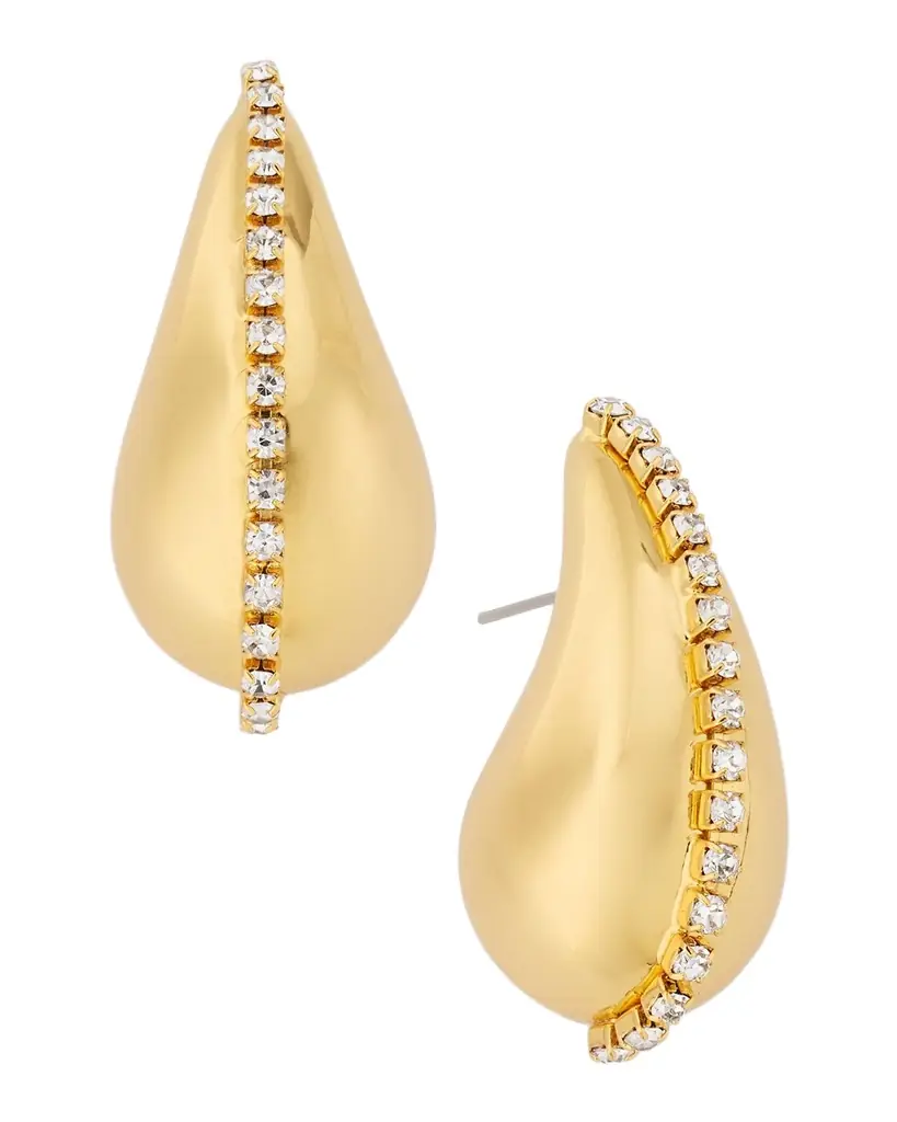 Kenneth Jay Lane Rhinestone Golden Teardrop Earrings