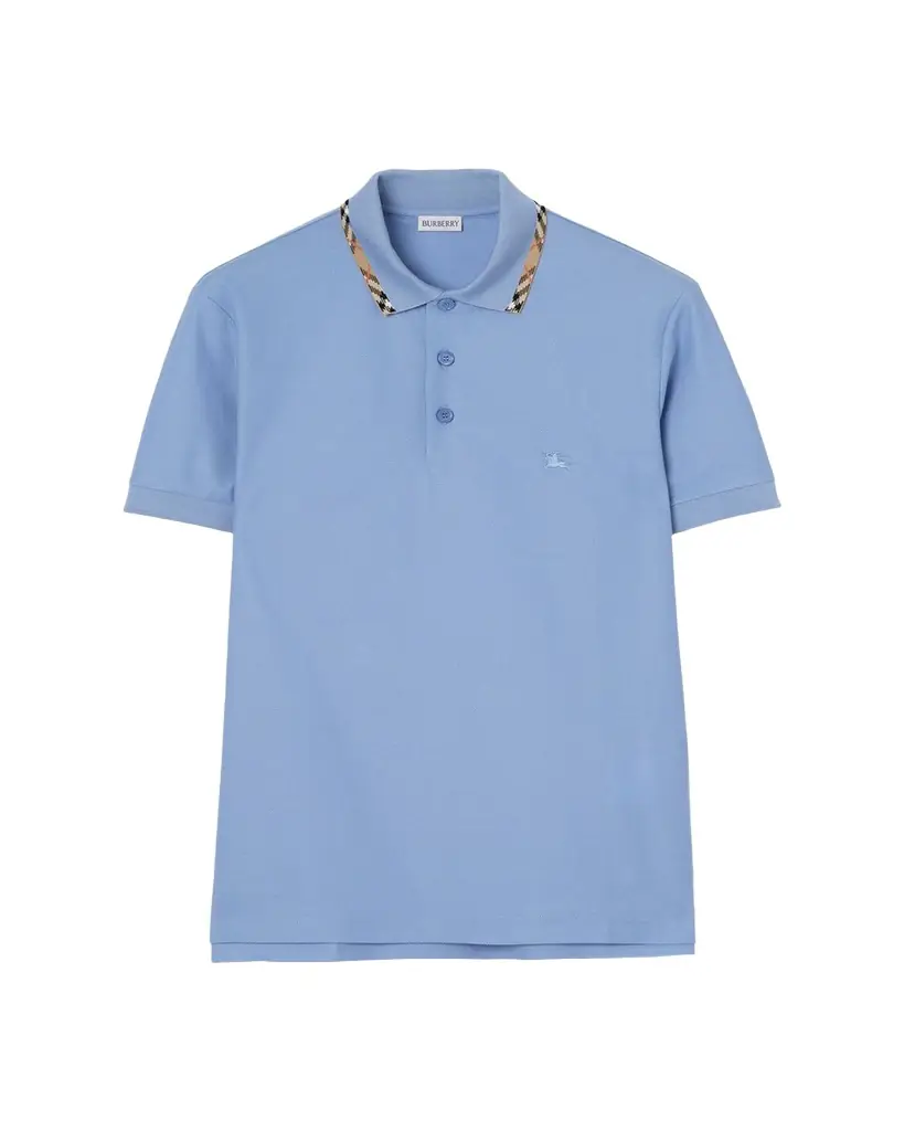 Burberry Men's Slim Fit Check-Placket Pique Polo Shirt