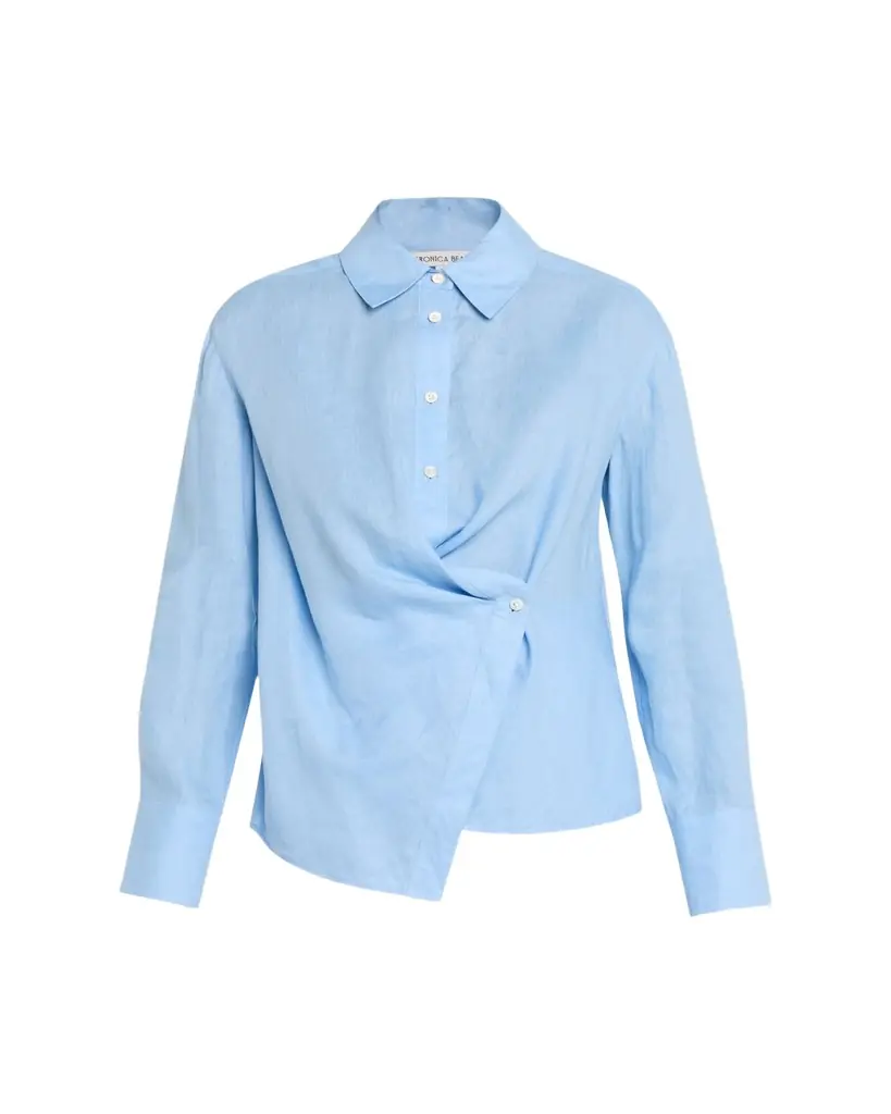 Veronica Beard Perezzi Asymmetric Linen Shirt