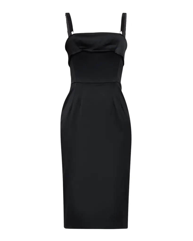 Dolce & Gabbana Satin Sleeveless Sheath Midi Dress - Women's Clothing