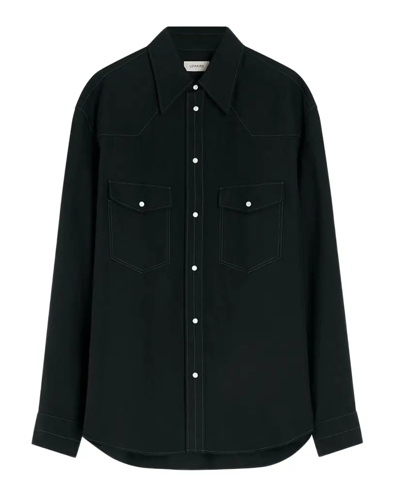 LEMAIRE Men 's Cotton Twill Snap-Front Western Shirt