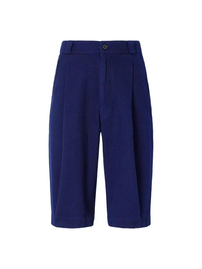 Blue Blue Japan Wide-Leg Pleated Sashiko Cotton Shorts - Men